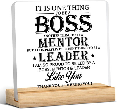 Best Boss Gifts, Acrylic Desk Sign, Modern Inspirational Decor, 4 x 4 Inches