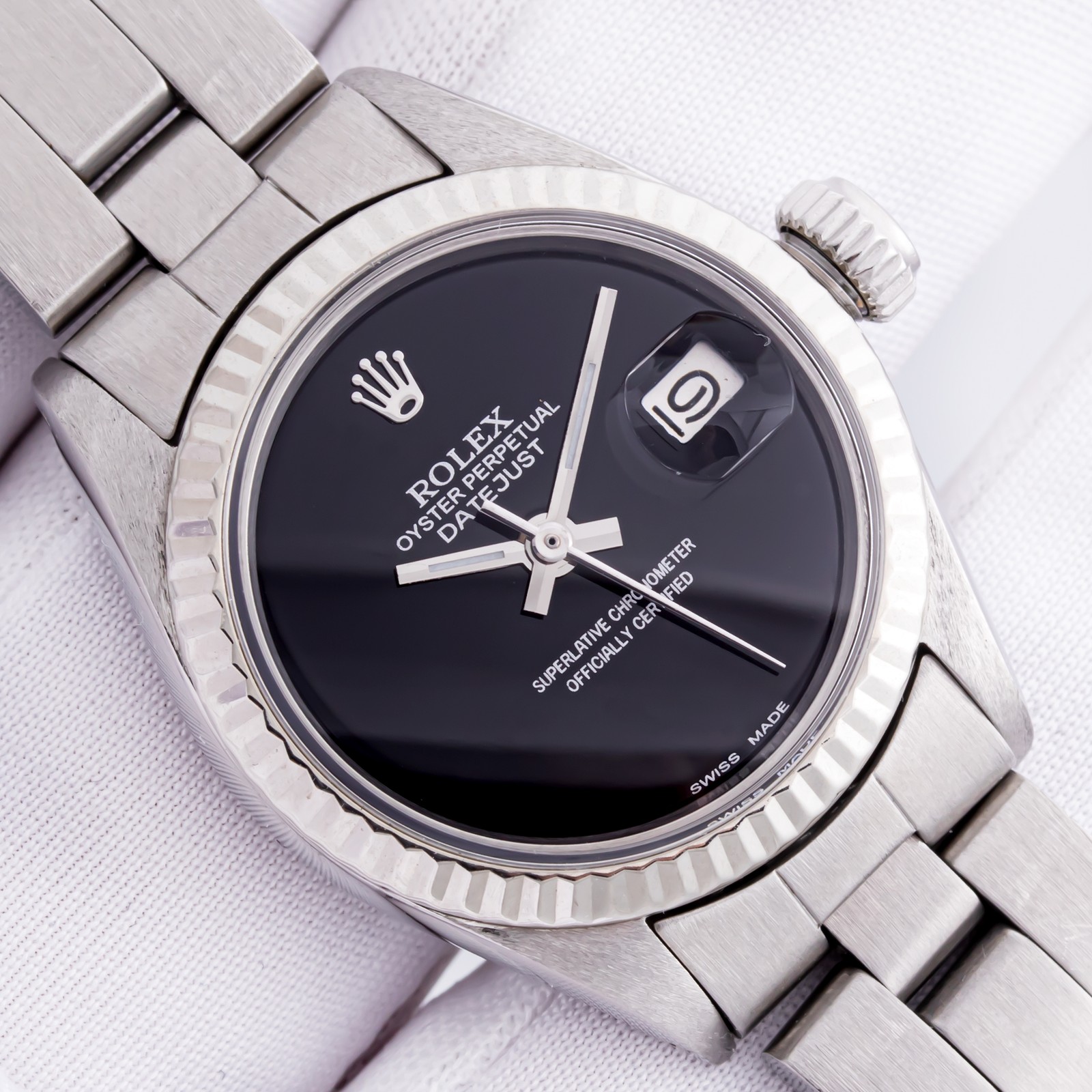 ROLEX STAINLESS STEEL DATEJUST ONYX FLUTED