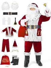 Santa Claus Costume for Men Adults 11 Pieces Professional Santa Suit for Xmas...