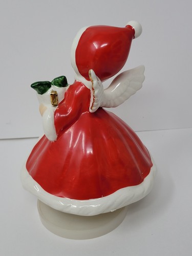 Vintage Christmas Angel Holding Present Rotating Music Box Japan - Picture 3 of 10