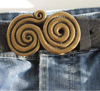 Gürtelschnalle mit Spiralmuster Gürtelschliesse Buckle 4cm Wechselgürtel Schnale - Bild 1 von 4