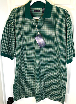 Vintage Gant Shirt Men s Sz M Green Check Polo Grandpa 1990s Y2K USA NEW W/TAG