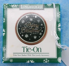 1997 Longaberger Merry Christmas Tie-On – Basket Accessory w/ Box – Snowflake