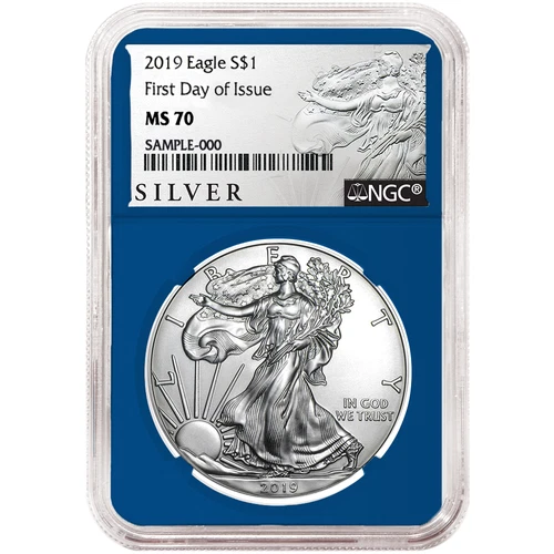 2019 $1 1-oz American Silver Eagle NGC MS70 FDI ALS Label Blue Core