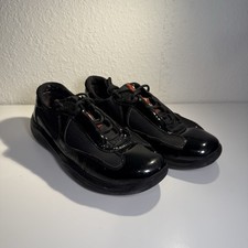 Sneakers Prada America's Cup nere basse in pelle verniciata da uomo taglia 7US 37,5 EU