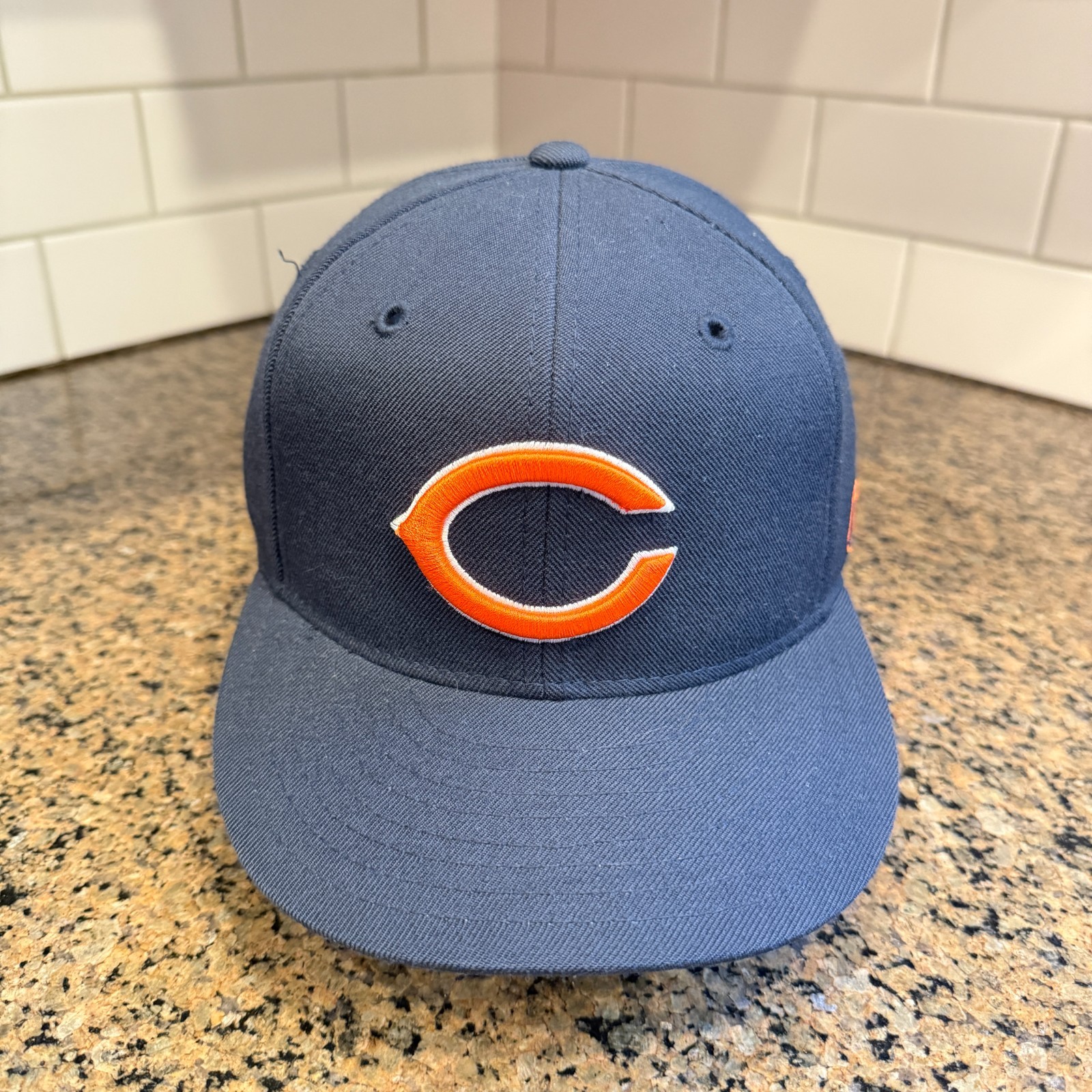 Chicago Bears Reebok On Field Fitted Hat 7 1/4 Wool Navy NFL Cap GSH Authentic
