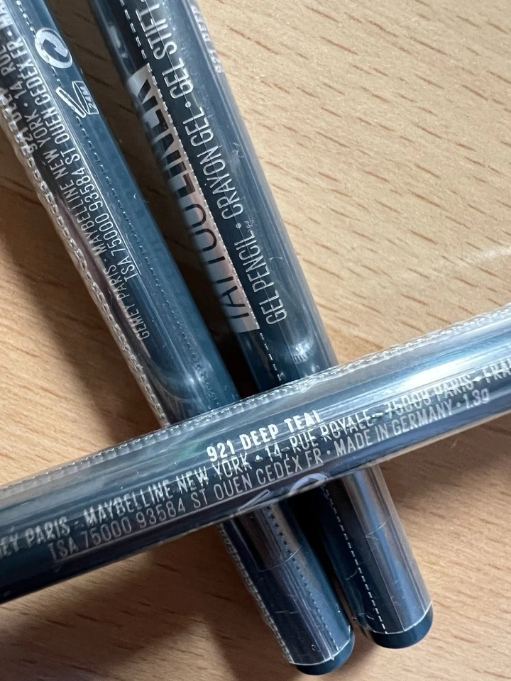 Lot De 3 Crayon Tattoo Liner Gel Pencil 921 Deep Teal Maybelline - Photo 3/4