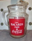 Vintage Bacardi Rum and Coca-Cola 2 Quart Glass Pitcher Coke Collectible