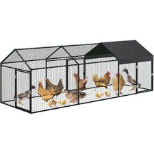 Large Chicken Coop  Run, Metal W/ Security Lock  Protective Cover for Poultry