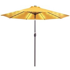 9FT 32 LED Lighted Patio Umbrella with Solar Powered, Table yellow - 9ft