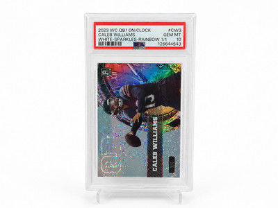 Caleb Williams wild card 1/1 2023 on the clock (RC) PSA 10