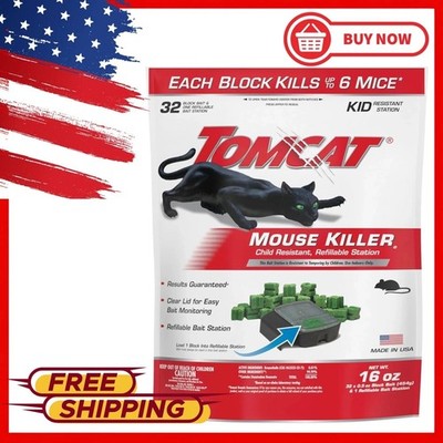 Mouse Mice Rat Killer 32 Blocks Bait Poison Rodent Station Trap Tomcat  Control