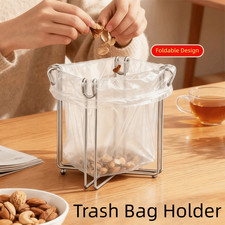 Foldable Garbage Bin Bag Holder Stand Stainless Steel Waste Rubbish Sack Recycle