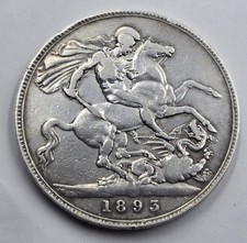 GREAT BRITAIN UK 1893 CROWN SILVER COIN QUEEN VICTORIA