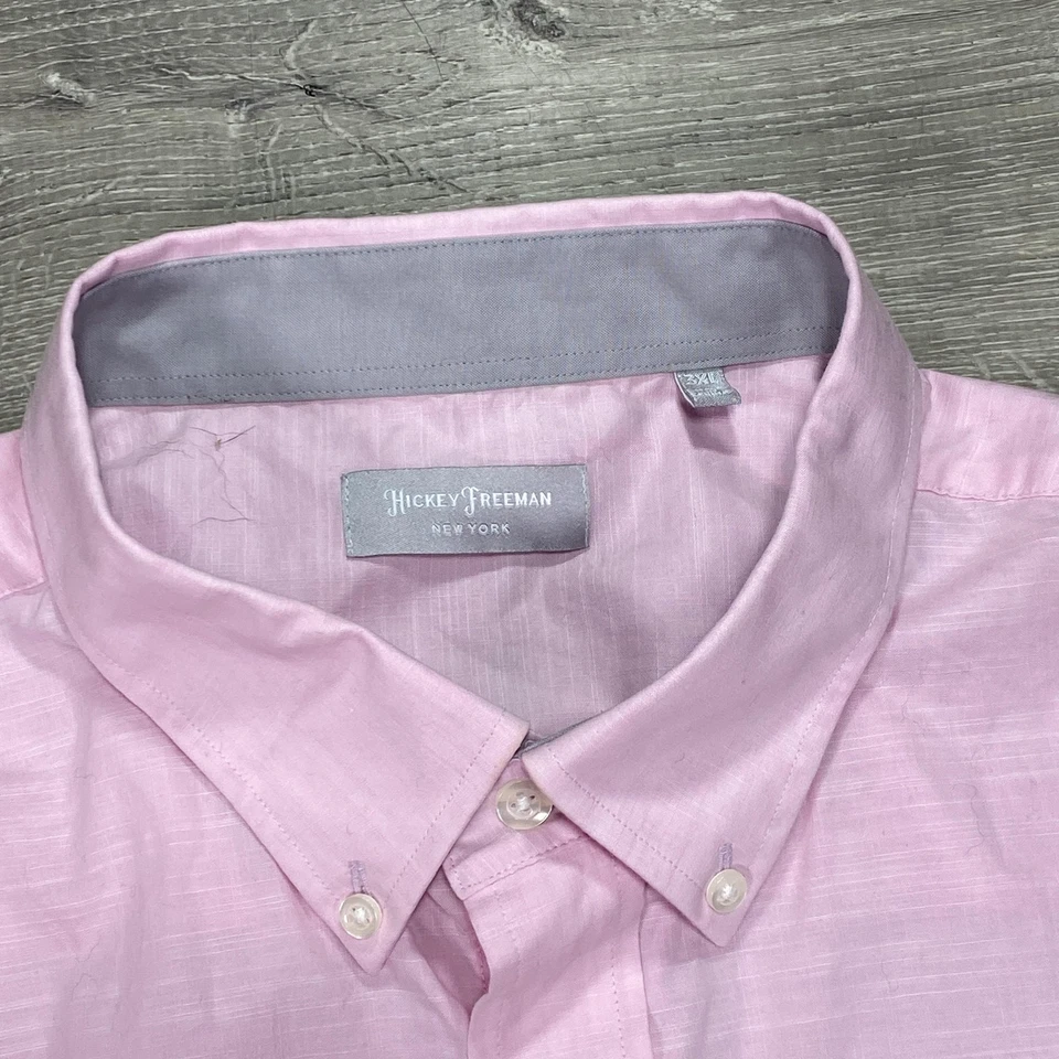 Рубашка мужская Hickey Freeman 3XL розовая на пуговицах с длинным рукавом эластичная повседневная HF - Изображение 3 из 4