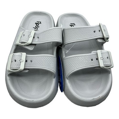 Floopi Womens Grey Double Buckle Platform Slide Sandals Style 540 Size 6