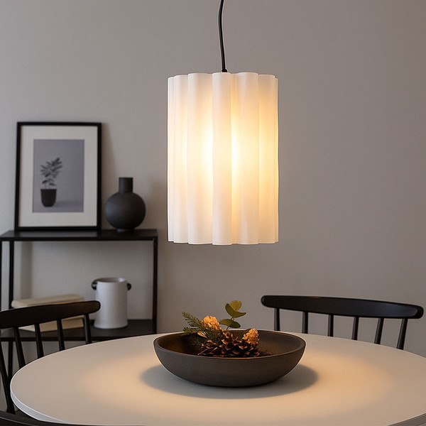 Pendelleuchte Deckenlampe HäNgeleuchte Weiß Gewellt Wohnzimmerleuchte KüChe E27-image