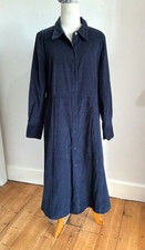 Toast Corduroy Shirt Dress Fitted Style 14 Chest 40in Navy Long Sleeves