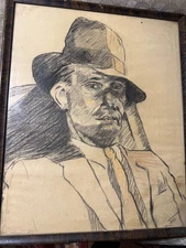 Large Vintage "Portrait Of A Young Man" Charcoal/Crayon? Drawing- Signed/Framed