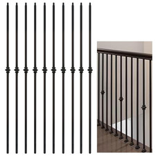 10 Pcs Wrought Iron Balusters, 1/2" X 44" Hollow Iron Baluster for Staircase Rem