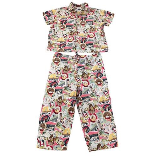 Pigiama Il Gatto Francobolli Colorati Capri Pigiama Set Taglia M