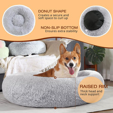 Small Dog Bed, Calming Soft Anti-Anxiety Donut Cat Bed, Washable round Fluffy...