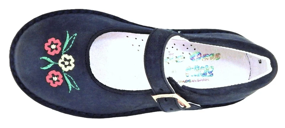 DE OSU - España - Zapatos escolares de vestir Mary Jane de cuero azul marino para niñas -Europeos - Talla 6-7 Foto 2 de 4