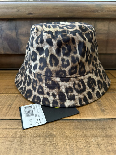 The Kooples Bucket Hat Fitted Size 6 7/8-7 EU 55/56 Brown Leopard Print Lined