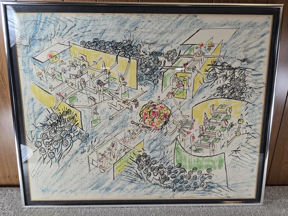 Litografía firmada por Roberto Matta 86/120 surrealista de mediados de siglo abstracta moderna Foto 2 de 4