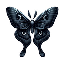 Black Luna Moth Sticker Gothic Dark Moth Vinyl Decal Art