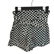 Rewash Black & White Polka Dot Paperbag Linen Shorts Women's Size Xs