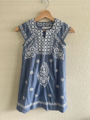 Roller Rabbit Kids Faith Blue Chambray Dress Size 8 Vacation Beach Coastal