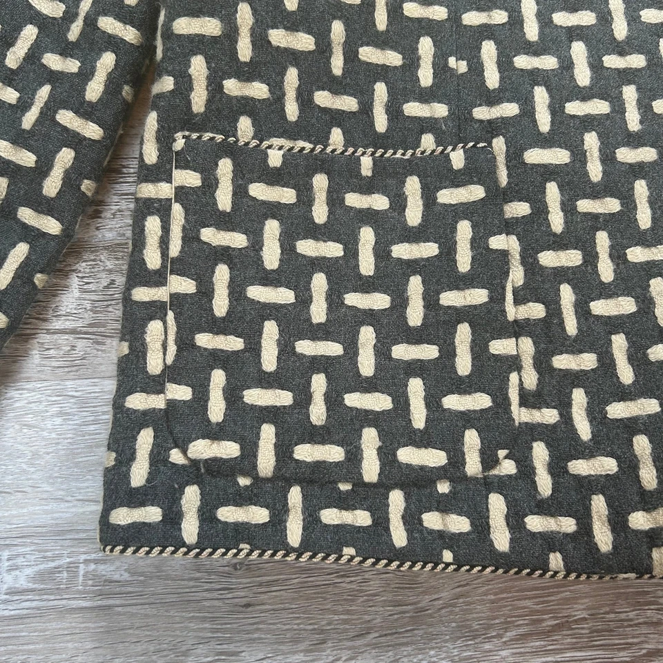 Nina McLemore 灰色羊毛混纺西装外套纹理图案 16 码 — 第 3/4 张图片