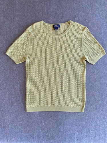Brooks Brothers 346 Women's L Silk/Cashmere Cable Knit Short Sleeve Crew Sweater