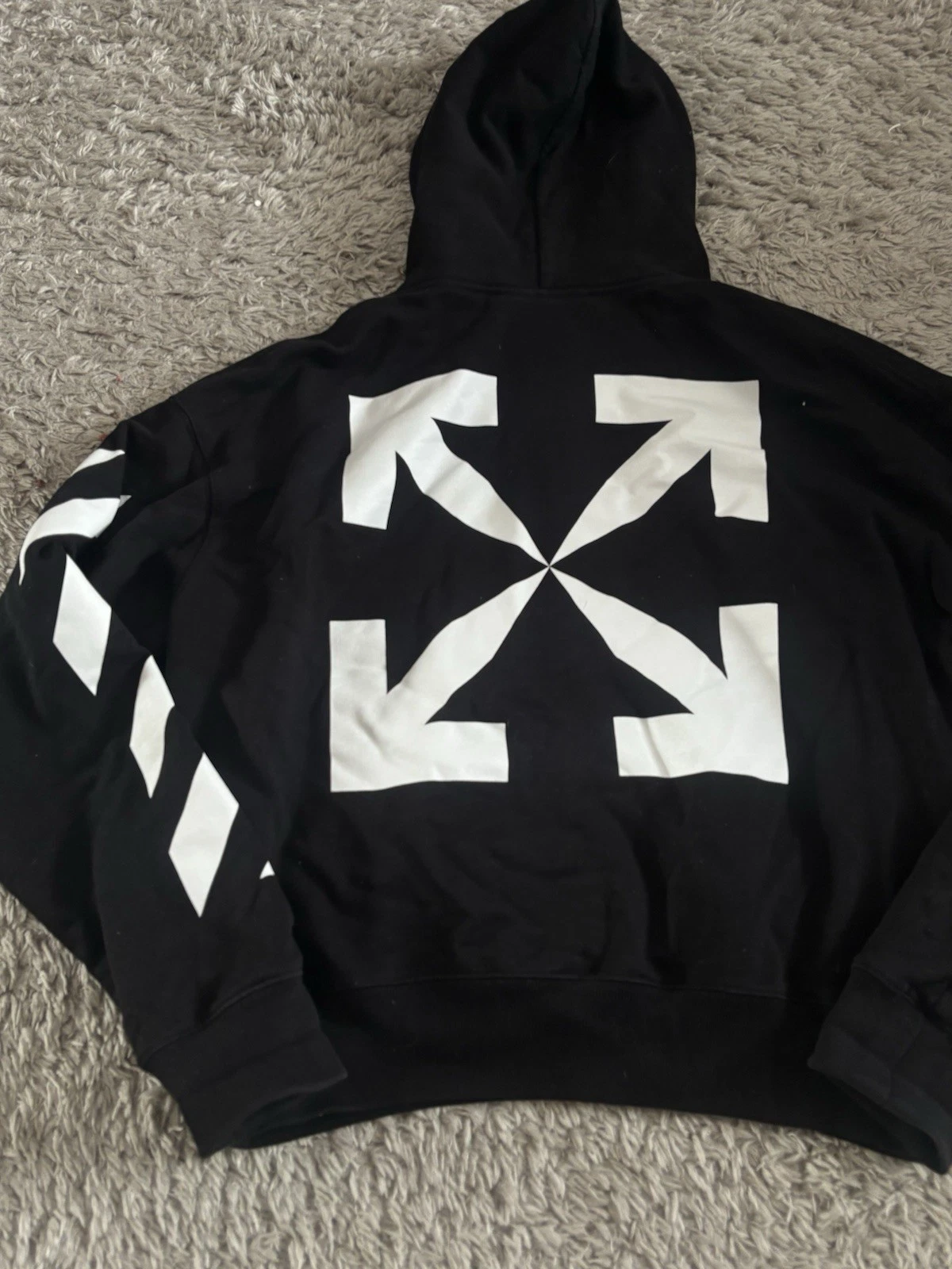 Felpa con cappuccio Off White mona lisa nera con etichette di autenticazione reali. Prezzo consigliato £476!