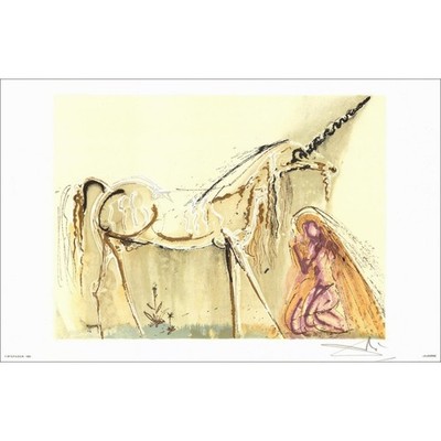 DALI Salvador - Lithograph ''The Dalinian Horses, The Unicorn'' 36x56cm - 1983