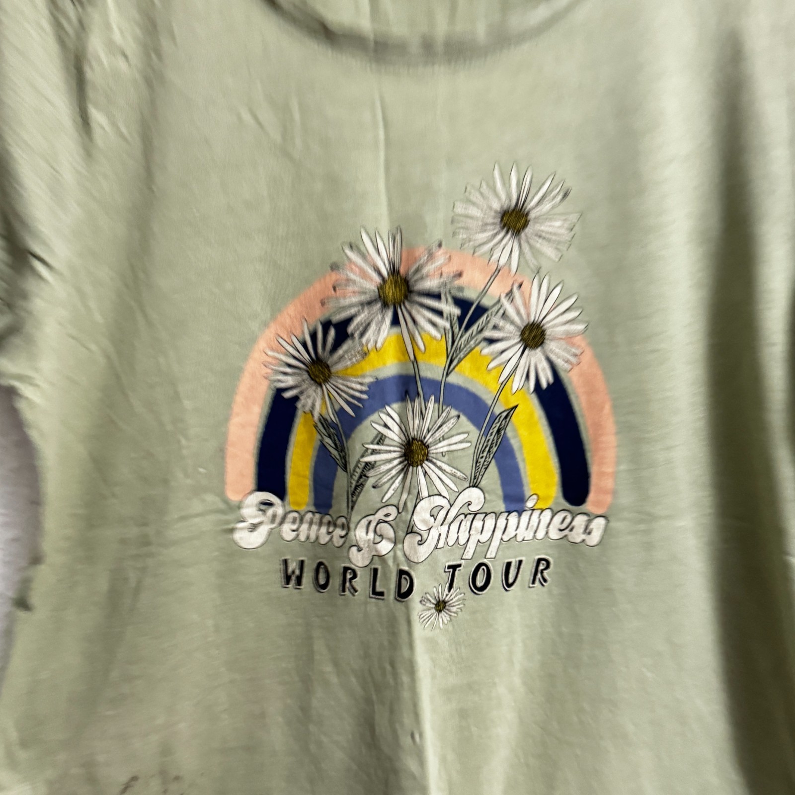 Identic Nature "Peace & Happiness" Graphic T-Shirt - Sage Green image 4