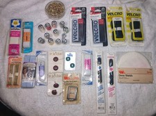 Vintage Sewing Notions Lot NOS Velcro Elastic Zippers Buttons Dritz Supplies