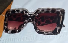 Oversized Square Leopard Print Sunglasses Gradient Brown Lens Retro Multicolor