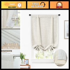 Double Layer Linen Blackout Tie Up Curtains - Thermal Insulated Balloon Shade 31