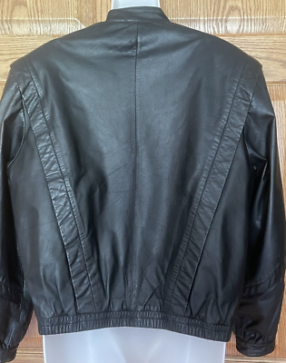VTG 70s 80s Bermans Black Leather Cafe Racer Jacket Womens Size 12
