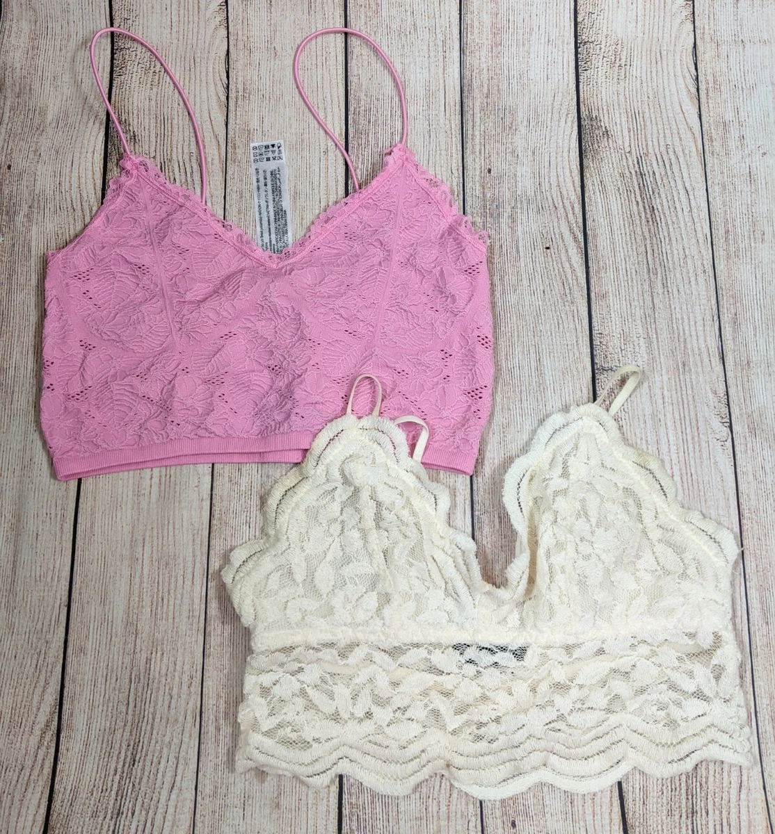 Zara Women's Bralette Bra Bundle Lot Of Two Pink And White XS /S