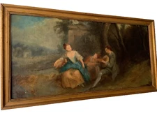 18TH CENTURY JEAN-BAPTISTE PATER circle  - GALLANT SCENE  -  FRENCH OIL PAINTING