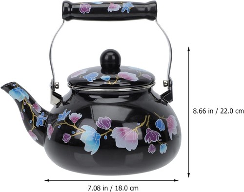 Elegant Floral Ceramic Enamel Teapot, 2.5L Whistling Stainless Steel Kettle - Picture 4 of 11