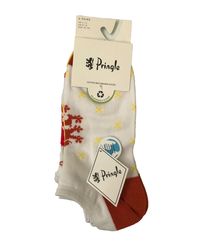 Pringle Men's 3-Pack Low Cut Colour Pop White Trainer Sports Socks Size 7-11 New - Picture 14 of 15