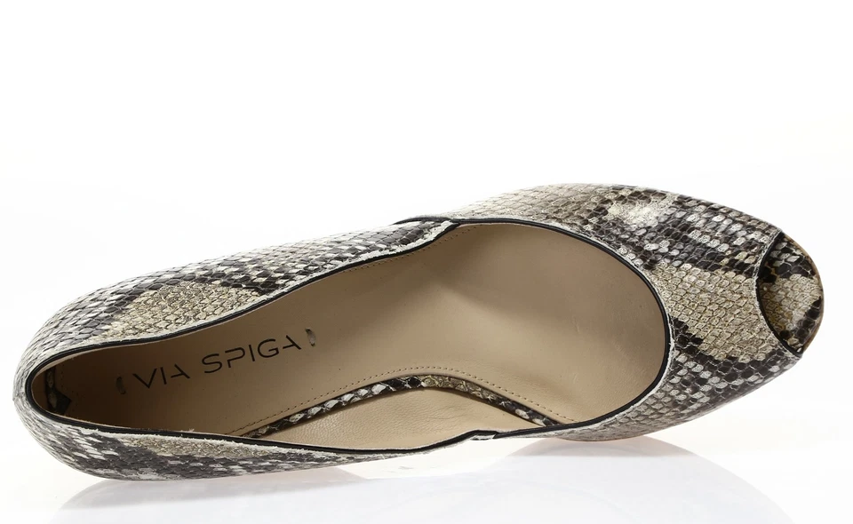 Zapatos de salón VIA SPIGA para mujer 'Wanda 2' estampado de serpiente cuña punta abierta talla 10,5 de ancho Foto 3 de 4