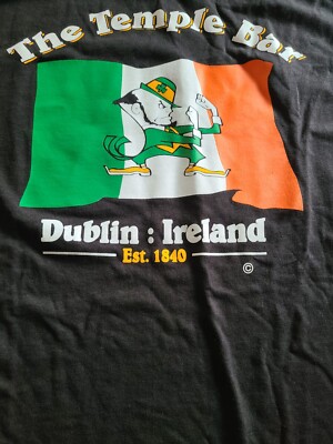 Temple Bar Dublin Ireland Est 1840 Medium Tee Notre Dame Leprechaun  19x25 New 