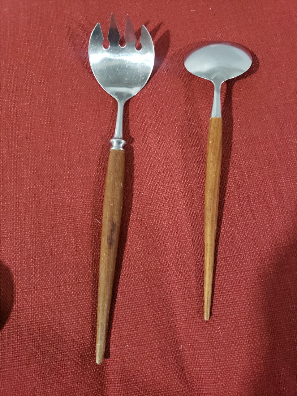 MCM VTG Teak Wood Salad Fork Spoon Made in Norway