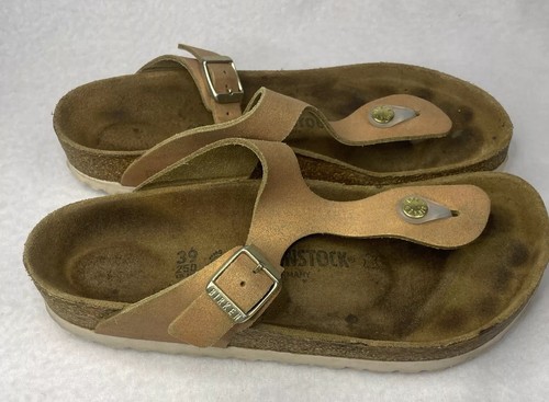 Birkenstock Gizeh 39 Suede Leather Washed Metallic Sea Copper - Picture 6 of 24