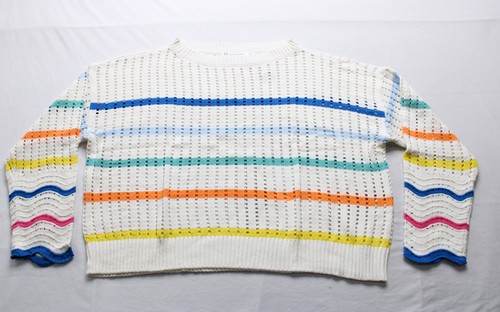 New York & Company Women's Hollow Out Long Sleeve Sweater AW5 Multi Large NWT
